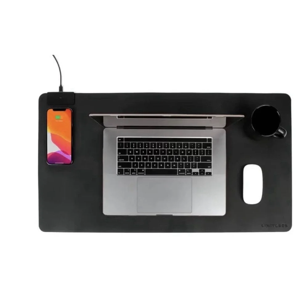 Limitless DeskPad Pro 2-in-1 Waterproof 10W Wireless Charging Mouse Pad, BLACK